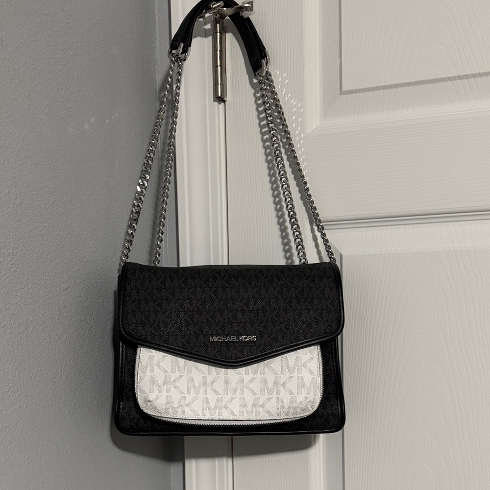 Michael Kors Black and White Crossbody Bag